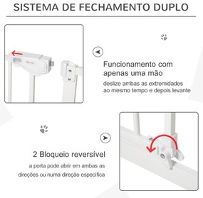 Barreira de Segurança Extensível para Portas e Escadas com Fecho Automático Sistema de Duplo Bloqueio 74x148-76cm Branco