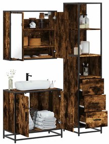 vidaXL 3 pcs conjunto de móveis WC madeira processada carvalho fumado