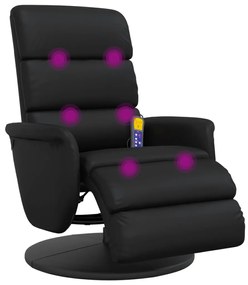 Cadeira massagens reclinável c/apoio pés couro artificial preto