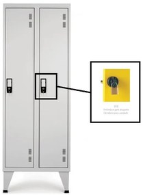 Cacifo Metálico Duplo 2 Portas Cinza 1700×600×500 mm para Cadeado