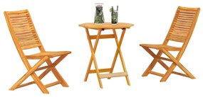 Conjunto de Mobiliário Externo 3 pcs Castanho 70 x 70 x 75 cm