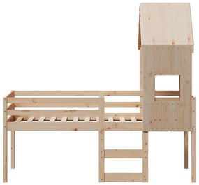 Cama alta com telhado 75x190 cm pinho maciço