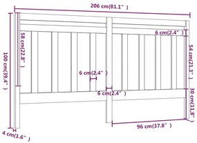Cabeceira de cama 206x4x100 cm pinho maciço branco