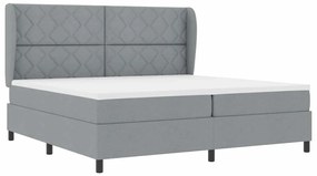 Cama Box com Colchão - Cinza Claro, 200x200 cm Tecido