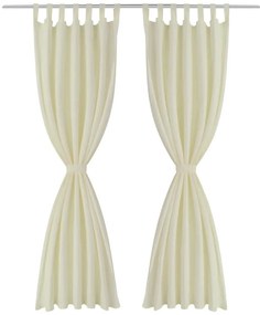 Cortinas de cetim com presilhas, 2 pcs, 140 x 175 cm, creme