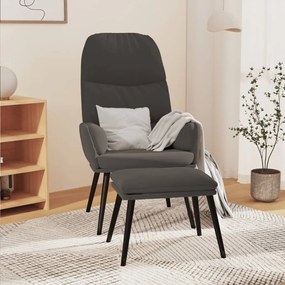 vidaXL Cadeira de descanso com banco veludo cinzento-escuro