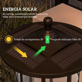 2 Candeeiros Solares de Exterior com Painel Solar Acendimento Automático Impermeável IP44  23,5x23,2x184 cm Preto