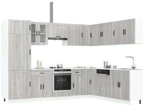 vidaXL 14 peças armário de cozinha conjunto Porto cinza sonoma