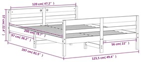 Cama sem colchão 120x200 cm madeira de pinho maciça branco