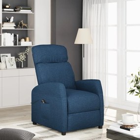 vidaXL Poltrona elevatória tecido azul