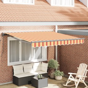 vidaXL Toldo Retrátil Automático em Amarelo e Laranja, 300 x 250 cm
