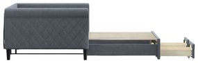 Sofá-cama c/ gavetão e gavetas 100x200cm veludo cinzento-escuro