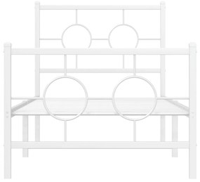 Estrutura de cama com cabeceira e pés 80x200 cm metal branco