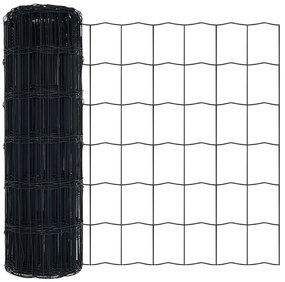 Cerca Euro com 13 Postes de Ponta 0.4x50 m Aço Galvanizado Cinza