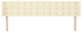 Cabeceira de cama c/ abas couro artificial 163x16x78/88cm creme
