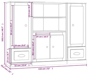 Aparadores altos 3 pcs derivados de madeira branco