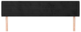 Cabeceira de cama c/ abas veludo 203x16x78/88 cm preto