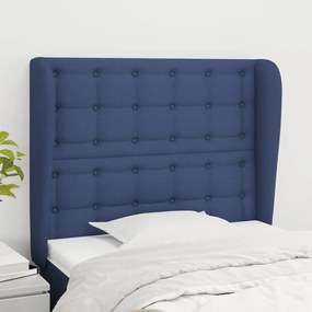 Cabeceira de cama c/ abas tecido 103x23x118/128 cm azul