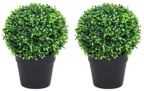 Plantas bolas de buxo artificiais c/ vasos 2 pcs 27 cm verde