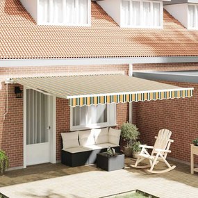 vidaXL Toldo Retrátil Manual Verde e Amarelo 400x300 cm