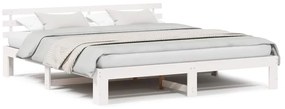 Estrutura de Cama Branca Branca Madeira Sólida 200 x 200 cm