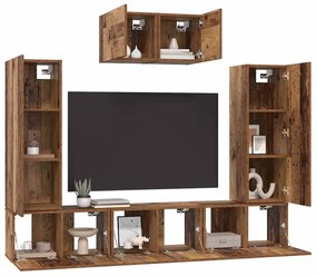 Conjunto de móvel de TV 7 pcs Madeira Antiga 180 x 30 x 120 cm