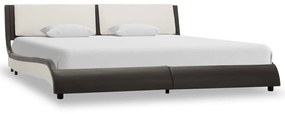 Estrutura de cama 150x200 cm couro artificial cinzento e branco