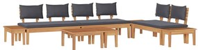Conjunto de Jardim com 5 peças e almofadas - Madeira de Teak Sólida