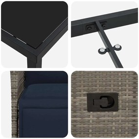 Conjunto de Jantar de Jardim vidaXL de 5 Peças com Almofadas Cinza Pol