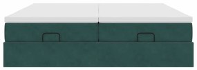 Estrutura de cama otomana com colchão verde escuro Veludo
