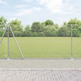 vidaXL Cerca de Arame Soldado com 13 Postes Flangeados 1.2x50 m Aço Galvanizado