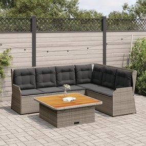 vidaXL 5 pcs conjunto lounge de jardim c/ almofadões vime PE cinzento