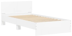 Estrutura de cama com cabeceira e luzes LED 100x200 cm branco