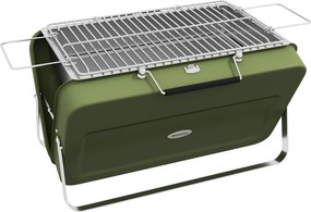 Outsunny Mini grelhador a carvão portátil com carcaça em forma de mala grelhador de mesa dobrável para jardim 47 x 30 x 28 cm verde | Aosom Portugal
