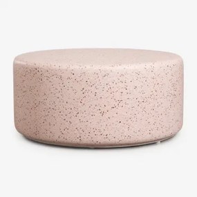 Mesa De Centro Para Jardim Redonda Ø90 Cm Em Cimento Elyndra Terrazzo Rosa Claro - Sklum