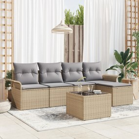 Conjunto de Sofá de Jardim de 6 Peças vidaXL com Almofadas Pretas de R