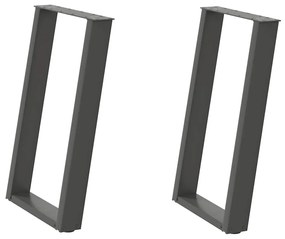 Pés para mesa de jantar em formato de U, 2 peças, antracite, 50x(72-73