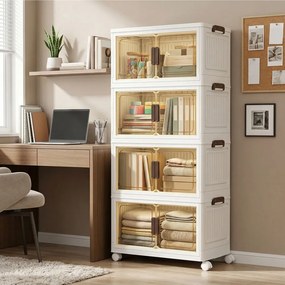 Caixas com tampa Organizador com rodas 32,5 x 60 x 120 cm, 4 níveis, Branco