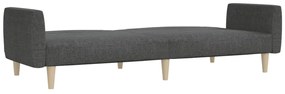 Sofá-cama de 2 lugares tecido cinzento-escuro