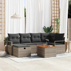 Conjunto de Sofás de Jardim vidaXL com Almofadas Cinza Polirattan