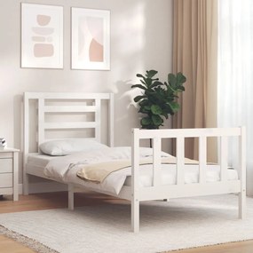 Cama sem colchão 90x200 cm madeira de pinho maciça branco