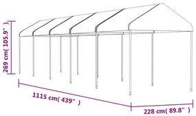 Gazebo com telhado 11,15x2,28x2,69 m polietileno branco