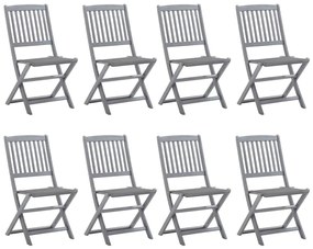 vidaXL Cadeiras de exterior dobráveis 8pcs c/ almofadões acácia maciça