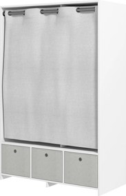 Guarda-roupa com varão para cortinas e 3 gavetas de tecido removíveis, 105 x 48 x 160 cm, branco