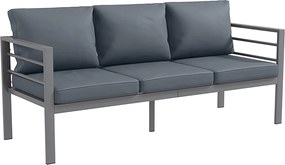 Outsunny Sofá de jardim 3 lugares com almofadas de assento e encosto - sofá exterior em alumínio 185L x 66l x 64H cm | Aosom Portugal