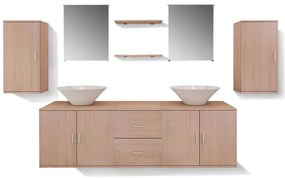 Móveis casa de banho 9 pçs e conjunto de bacia, bege