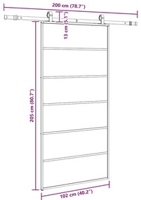 Porta deslizante c/ conj ferragens 102x205cm vidro ESG preto