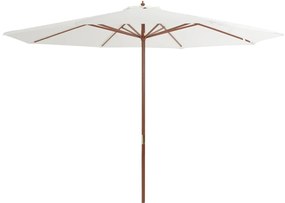 vidaXL Guarda-sol de exterior com poste em madeira 350 cm branco areia