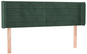 Cabeceira cama c/ luzes LED veludo 147x16x78/88 cm verde-escuro