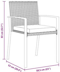 Conjunto de Jantar de Jardim 3 Peças Preto Rattan Poliéster